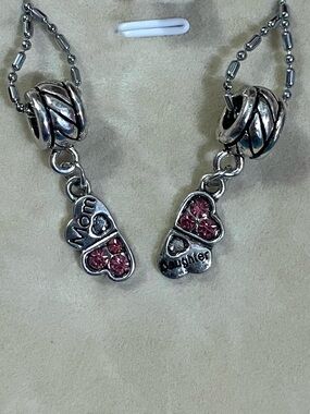 2 Mom Daughter Heart Split Up Necklace Bundle Set 18"
